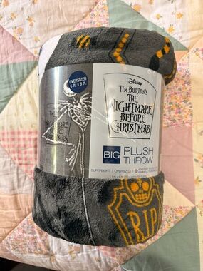Disney The Nightmare Before Christmas Gray Plush Throw